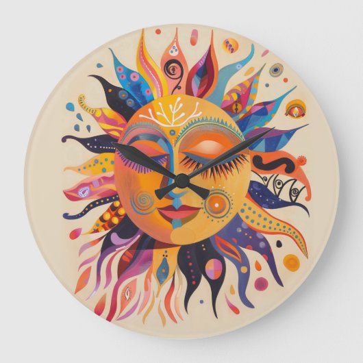 Whimsical Celestial Sun Grote Klok (Voorkant)