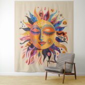 Whimsical Celestial Sun Wandkleed (In situ)