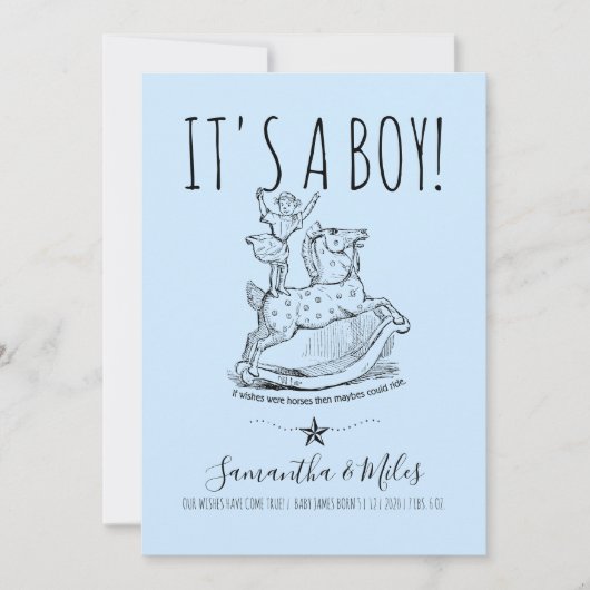 Whimsical C'est un garçon Faire-part de naissance (Devant)