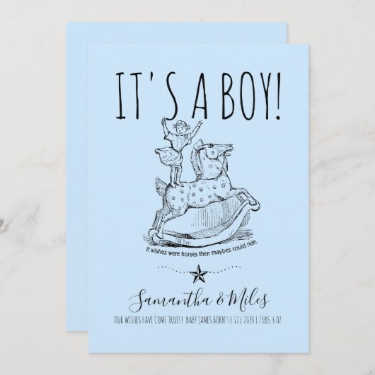 Whimsical C'est un garçon Faire-part de naissance  (Devant / Derrière)