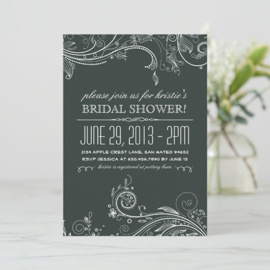 Whimsical Chalkboard Invitation Kaart (Staand voorkant)
