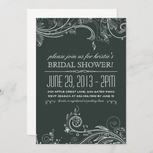 Whimsical Chalkboard Invitation Kaart (Voorkant / Achterkant)