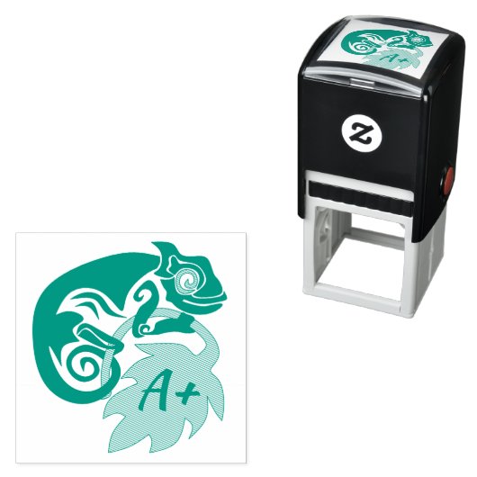 Whimsical Chameleon Klimaatverandering op Hops Mon Zelfinktende Stempel (In situ)