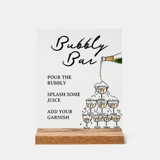 Whimsical Champagne Prosecco Bubbly Bar Acryl Bord (Voorkant)