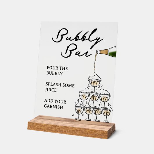 Whimsical Champagne Prosecco Bubbly Bar Acryl Bord (Hoek)