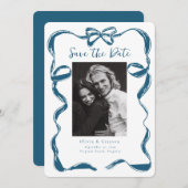 Whimsical Champagne Toren Save the Date Handgeteke (Voorkant / Achterkant)