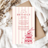 Whimsical Champagne Tower Doodle Wedding Informatiekaartje