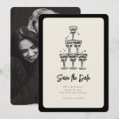 Whimsical Champagne Tower Handgeschreven bruiloft Kaart (Voorkant / Achterkant)