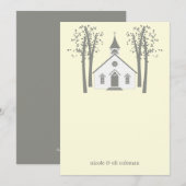 Whimsical Chapel Wedding Flat Hartelijk dank Notitiekaartje (Voorkant / Achterkant)
