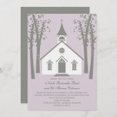 Whimsical Chapel Wedding Invitation Kaart (Voorkant / Achterkant)
