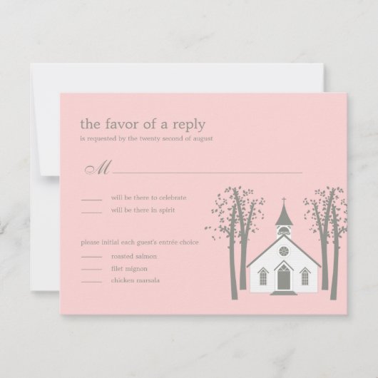 Whimsical Chapel Wedding RSVP / Responskaart (Voorkant)
