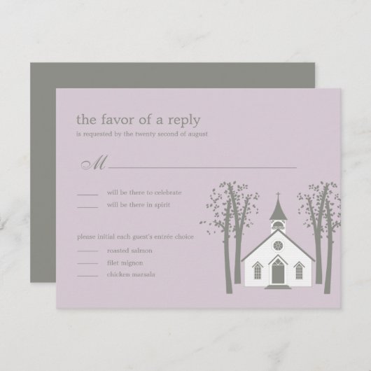 Whimsical Chapel Wedding RSVP / Responskaart (Voorkant / Achterkant)