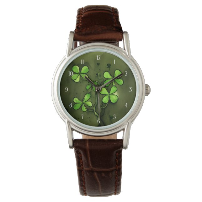 Whimsical Charming Clovers Horloge (Voorkant)