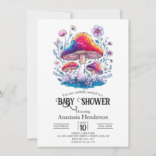 Whimsical Charming Mushroom Baby shower Kaart (Voorkant)