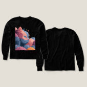 Whimsical Chat Floral Tee pour filles (Motif recto et verso)