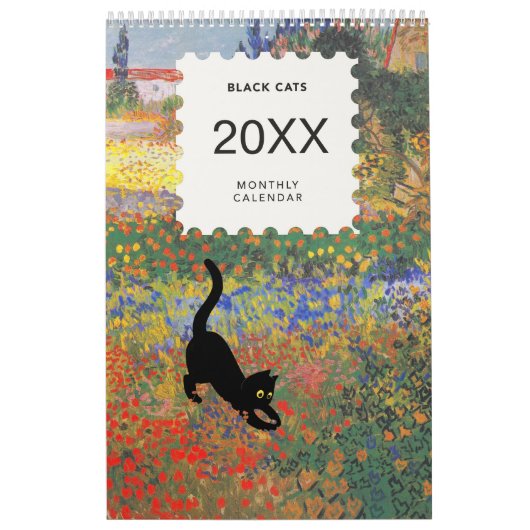 Whimsical Chat Thème de 12 mois Calendrier mural (Protection)