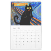 Whimsical Chat Thème de 12 mois Calendrier mural (Mar 2026)