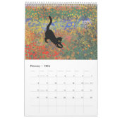 Whimsical Chat Thème de 12 mois Calendrier mural (Feb 2026)