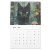 Whimsical Chat Thème de 12 mois Calendrier mural (Jan 2026)