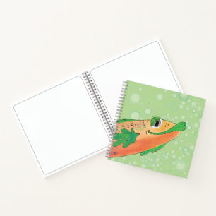 Whimsical Cheerful Fish Art in Oranje en groen Notitieboek