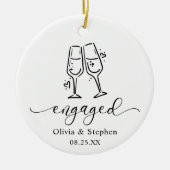 Whimsical Cheers Our First Christmas Engaged Keramisch Ornament (Voorkant)