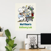 Whimsical Chef en Science Culinair Lab Cartoon Poster (Thuiskantoor)