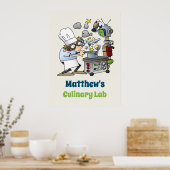 Whimsical Chef en Science Culinair Lab Cartoon Poster (Keuken)