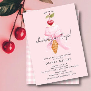 Whimsical Cherry Baby shower Kaart