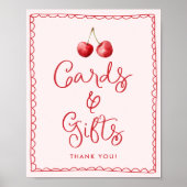 Whimsical Cherry Baby shower Kaarten en geschenken Poster (Voorkant)
