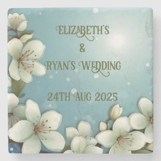 Whimsical Cherry bloesem met Sparkles Stenen Onderzetter (Voorkant)