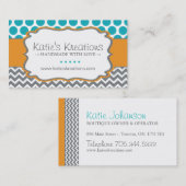 Whimsical Chevron en Stippen - Aangepast ontwerp Visitekaartje (Voorkant / Achterkant)