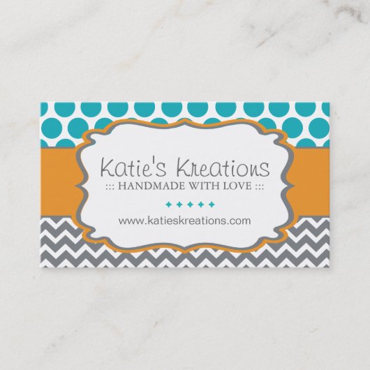 Whimsical Chevron en Stippen - Aangepast ontwerp Visitekaartje (Voorkant)