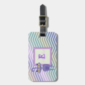 Whimsical Chevron Zigzag,Monogram-gepersonaliseerd Bagagelabel (Voorkant verticaal)