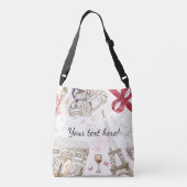 Whimsical Chic Girly Pink Paris Crossbody Tas (Achterkant)