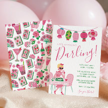 Whimsical Chic Roze & Groene Mahjong Feest