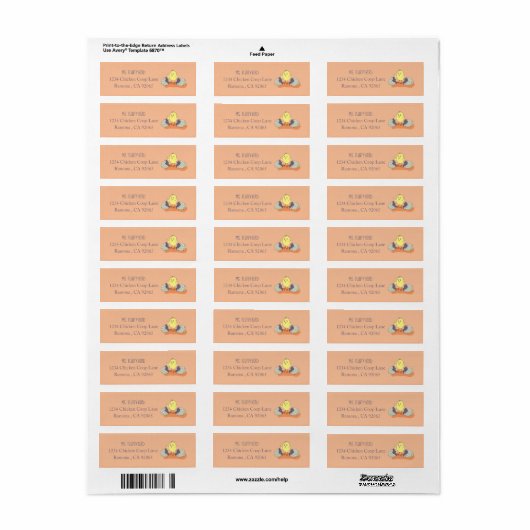 Whimsical Chick Out of Shell Retouradres Labels (Full Sheet)