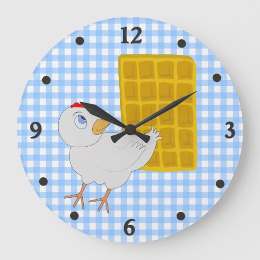 Whimsical Chicken and Waffle Kitchen Wall Clock Grote Klok (Voorkant)
