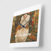Whimsical Chicken Clock Vierkante Klok (Hoek)