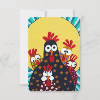 Whimsical Chicken Folk Art Bedankkaart