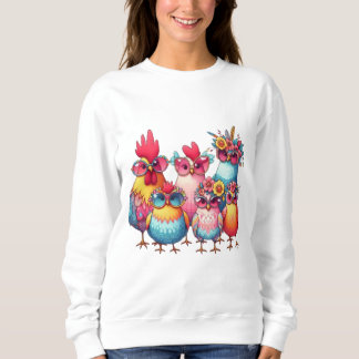 Whimsical Chickens met glas - Vrouwen T-shirt