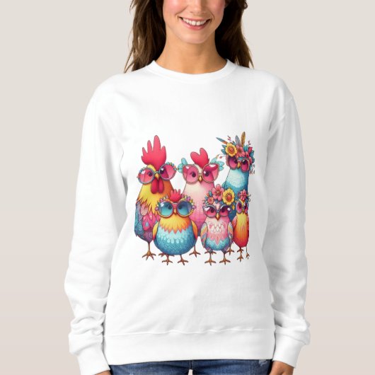 Whimsical Chickens met glas - Vrouwen T-shirt (Voorkant)