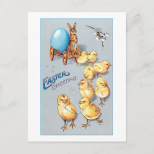 Whimsical Chicks and Easter Bunny Briefkaart
