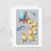 Whimsical  Chicks and Easter Bunny Briefkaart (Voorkant / Achterkant)