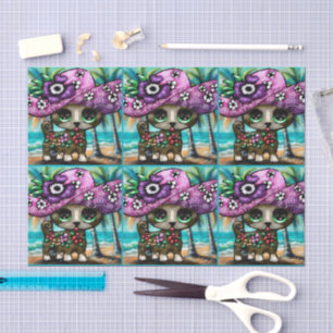 Whimsical Chihuahua Dog Palm Trees Decoupage Tissuepapier