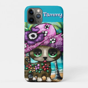 Whimsical Chihuahua Dog Palm Trees Gepersonaliseer iPhone 11 Pro Hoesje