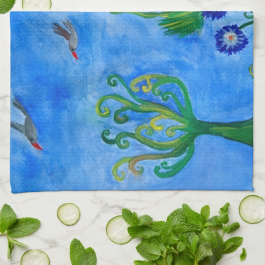 Whimsical Child Illustration Tea Towel Theedoek (Gevouwen)