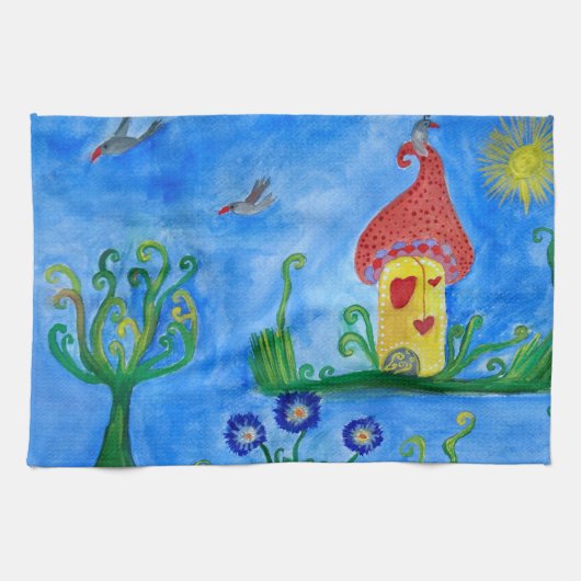 Whimsical Child Illustration Tea Towel Theedoek (Horizontaal)