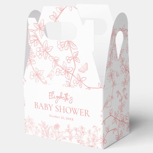 Whimsical Chinoiserie Perzik Roze Baby shower Bedankdoosjes (Geopend)