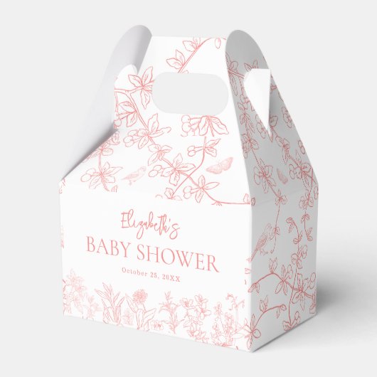 Whimsical Chinoiserie Perzik Roze Baby shower Bedankdoosjes (Voorkant Zijde)