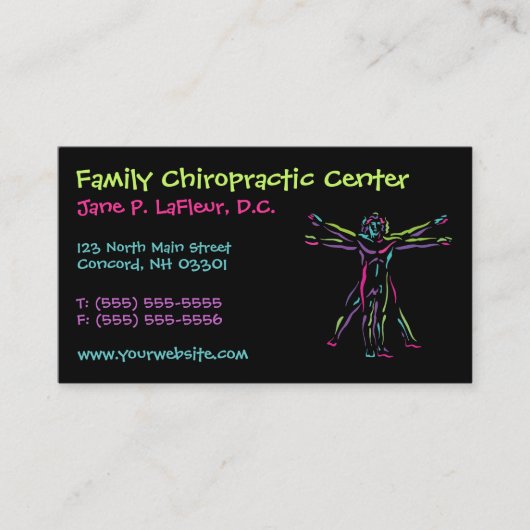 Whimsical Chiropractic Visitekaartjes (Voorkant)
